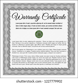 Grey Retro Warranty template. Vector illustration. With guilloche pattern. Elegant design. 