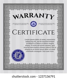 Grey Retro Warranty template. Vector illustration. With background. Lovely design. 