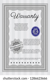 Grey Retro Warranty template. Vector illustration. Easy to print. Modern design. 
