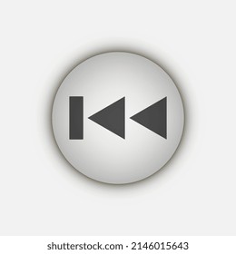 Grey rewind button, flat design style