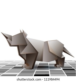 grey rhino on grey tiled floor background.vector design