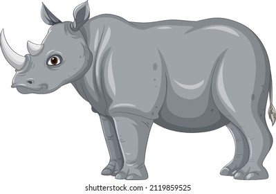 Grey rhinoceros isolated on white background illustration