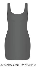 Grey ribbed dress. vector illustration