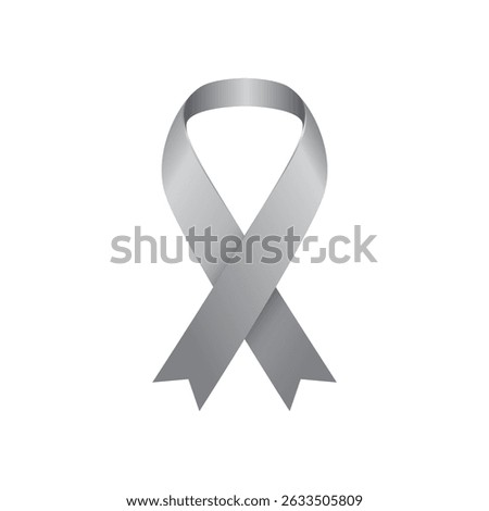 Grey ribbon icon template. Symbol of diabetes, borderline personality disorder, asthma and brain cancer awareness. 