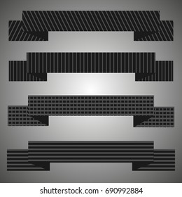Grey ribbon set . Vector collection.