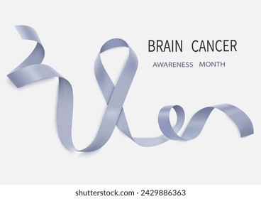 Grey ribbon as symbol of borderline personality disorder, diabetes, asthma and brain cancer awareness