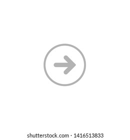 grey right rounded arrow in grey circle icon. Isolated on white. Continue icon.  Next sign. enter, log in. 