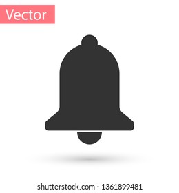 Grey Ringing bell icon isolated on white background. Alarm symbol, service bell, handbell sign, notification symbol. Vector Illustration