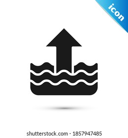 Grey Rise In Water Level Icon Isolated On White Background.  Vector