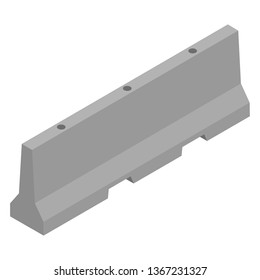 Grey road barrier vector isometric view. Traffic barrier. Road block