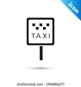 Grey Road sign for a taxi stand icon isolated on white background.  Vector