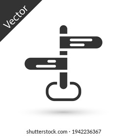 Grey Road traffic sign. Signpost icon isolated on white background. Pointer symbol. Isolated street information sign. Direction sign. Vector