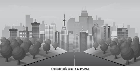 Grey Road to urban city ,vector illustration for your project