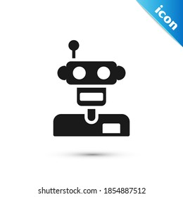 Graues Robotersymbol einzeln auf weißem Hintergrund.  Vektorgrafik