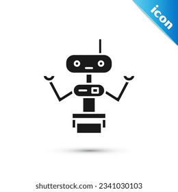 Grey Robot icon isolated on white background.  Vector Illustration