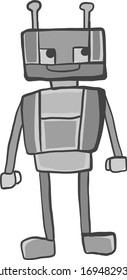Grey robot, illustration, vector on white background