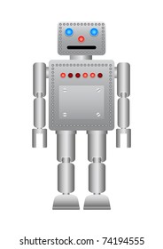 Grey robot on a white background
