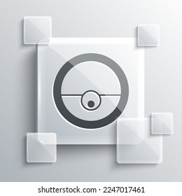 Grey Robot vacuum cleaner icon isolated on grey background. Home smart appliance for automatic vacuuming, digital device for house cleaning. Square glass panels. Vector