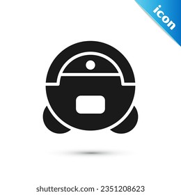 Grey Robot vacuum cleaner icon isolated on white background. Home smart appliance for automatic vacuuming, digital device for house cleaning.  Vector