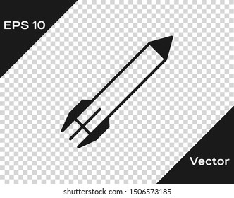 Grey Rocket icon isolated on transparent background.  Vector Illustration