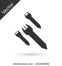 Grey Rocket icon isolated on white background.  Vector Illustration