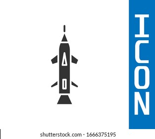 Grey Rocket icon isolated on white background.  Vector Illustration