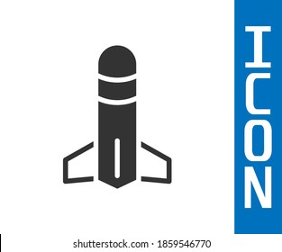 Grey Rocket icon isolated on white background.  Vector
