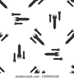 Grey Rocket icon isolated seamless pattern on white background.  Vector Illustration