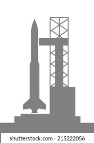 Grey rocket icon on white background
