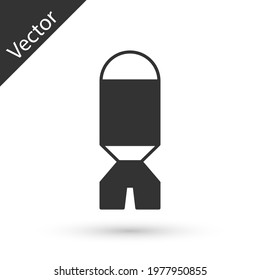 Grey Rocket launcher with missile icon isolated on white background.  Vector