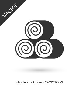 Grey Roll of hay icon isolated on white background. Vector