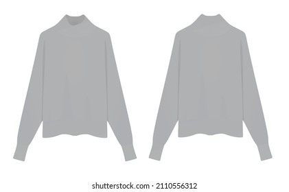 Grey roll neck sweater. vector illustration