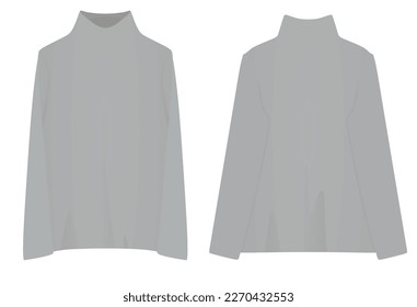 Grey roll neck sweater. vector illustration