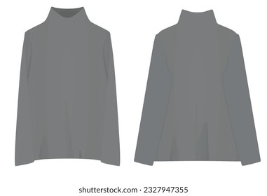 Grey roll neck sweater. vector illustration