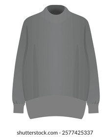 Grey roll neck sweater. vector illustration