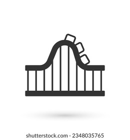 Grey Roller coaster icon isolated on white background. Amusement park. Childrens entertainment playground, recreation park.  Vector
