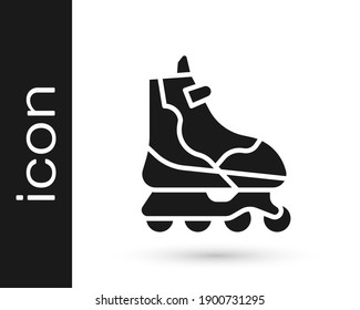 Grey Roller skate icon isolated on white background.  Vector Illustration