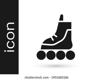 Grey Roller skate icon isolated on white background.  Vector Illustration