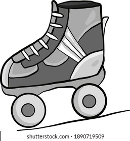 Grey roller skates , illustration, vector on white background