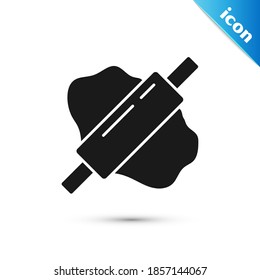 Grey Rolling pin on dough icon isolated on white background.  Vector