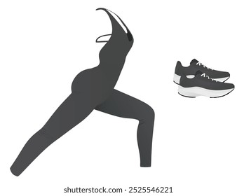 Grey romper playsuit and shoes. vector illustration