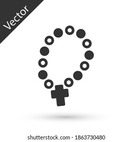 Grey Rosary beads religion icon isolated on white background. Vector.