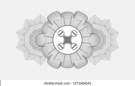 Grey rosette. Linear Illustration. with air drone icon inside