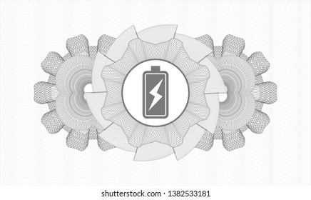 Grey rosette. Linear Illustration. with battery charging icon inside