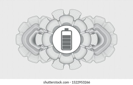 Grey rosette. Linear Illustration. with battery icon inside