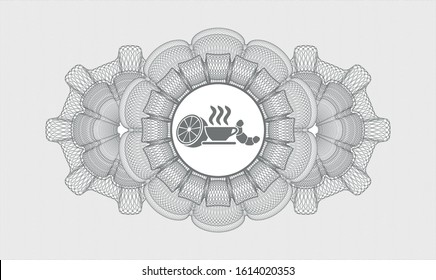 Grey rosette. Linear Illustration. with breakfast  icon inside