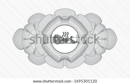 Grey rosette. Linear Illustration. with breakfast  icon inside