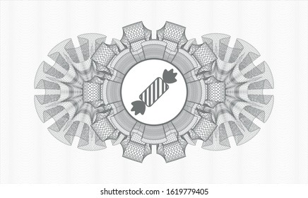Grey rosette. Linear Illustration. with candy icon inside