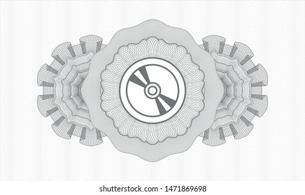 Grey rosette. Linear Illustration. with CD or DVD disc icon inside