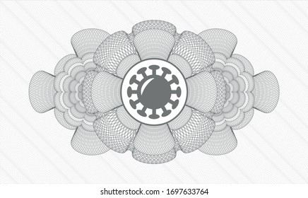 Grey rosette. Linear Illustration. with coronavirus icon inside